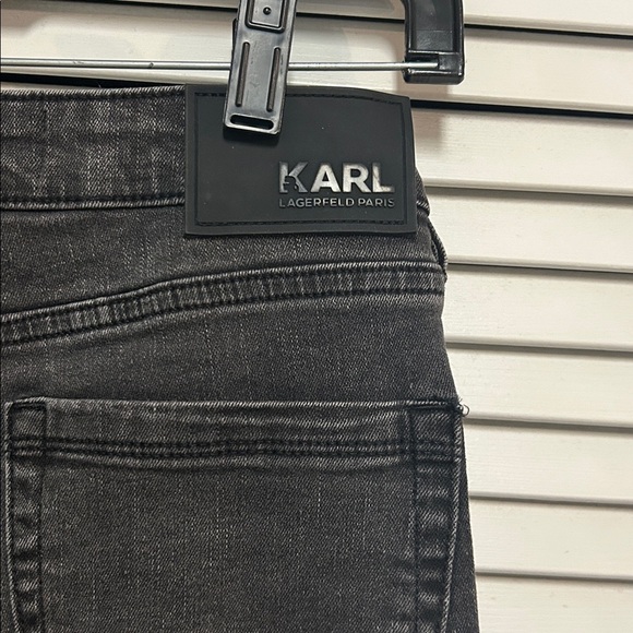 Karl Lagerfeld Charcoal Embellished Denim with patches and metal studding - Picture 4 of 8